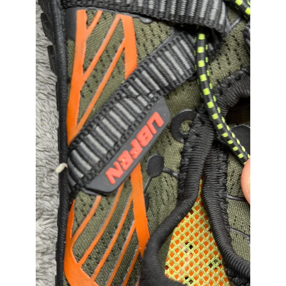 UBFEN Kids Barefoot Water Shoes Olive Green Orange Size 34 Bungee Lace Athletic